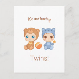 Invitación neutra de género de los gemelos bebés