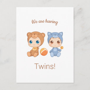 Invitación neutra de género de los gemelos bebés