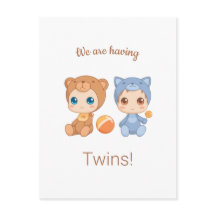 Invitación neutra de género de los gemelos bebés