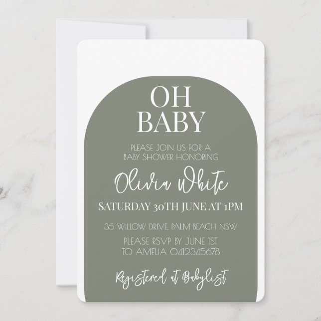 Invitación neutral a Baby Shower (Anverso)