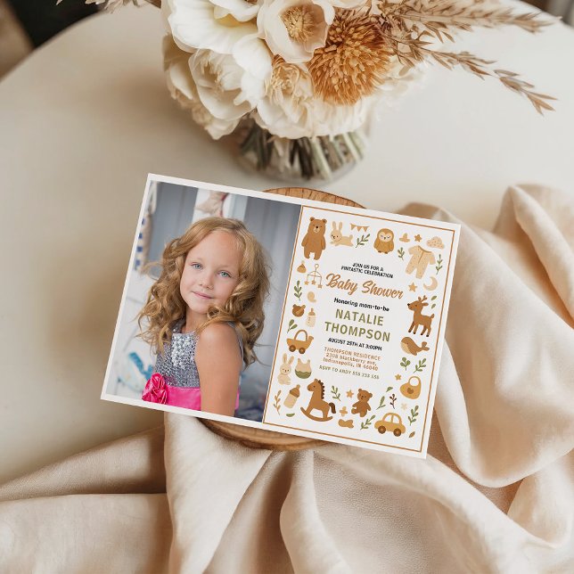 Invitación Neutral Baby Boy Shower | Cute Safari Animal (Neutral Baby Boy Shower | Cute Safari Animal Invitation
)