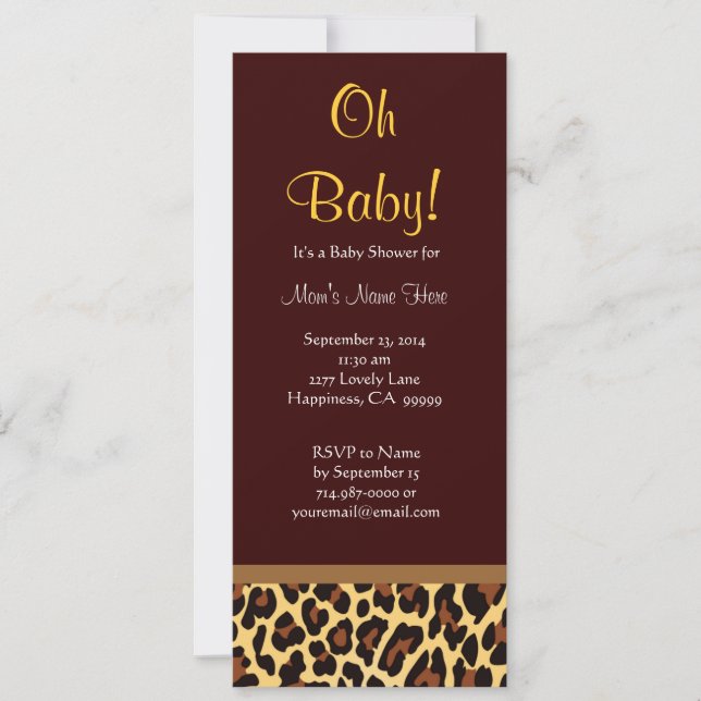 Invitación Neutral Baby Shower del estampado leopardo del oro (Anverso)