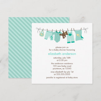 Invitación Neutral Baby Shower del género de la cuerda para