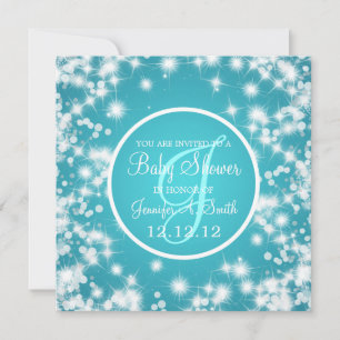 Invitación Neutral Baby Shower Elegant Winter Sparkle Blue