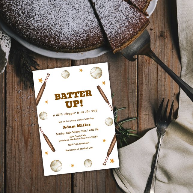 Invitación Neutral Batter Up Baseball Sport Baby Shower (Neutral Batter Up Baseball Sport Baby Shower Invitation)