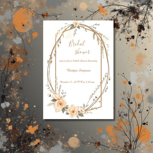 Invitación Neutral Beige Rustic Floral Wreath Bridal Shower (Subido por el creador)