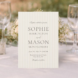 Invitación Neutral Beige Stripe Wedding Invitation