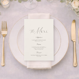 Invitación Neutral Beige Stripe Wedding Menu