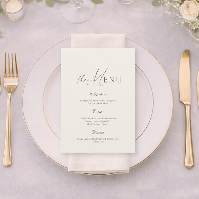 Invitación Neutral Beige Stripe Wedding Menu (Subido por el creador)