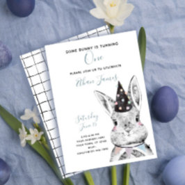 Invitación Neutral blanco y negro Algunos conejitos son un cu