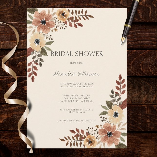 Invitación Neutral Bohemian Floral Bridal Shower  (Subido por el creador)