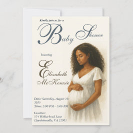 Invitación Neutral Boho Elegance Baby Shower Black Mom to Be