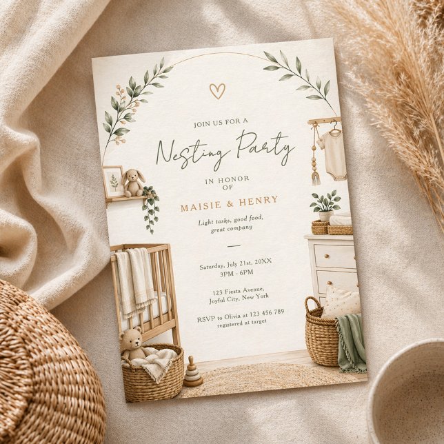 Invitación Neutral Boho Nesting Party Baby Shower (Subido por el creador)