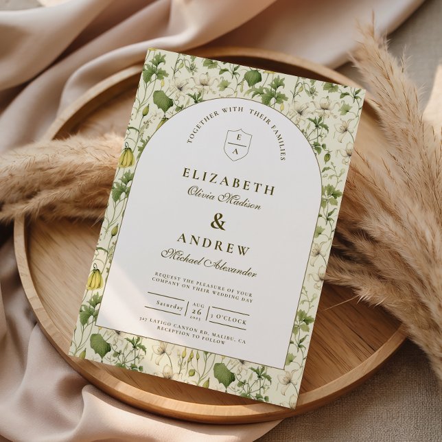 Invitación Neutral Botanical Arch Garden Wedding (Subido por el creador)