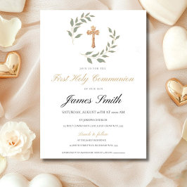 Invitación Neutral Boy Girl First Communion Invitation Editab