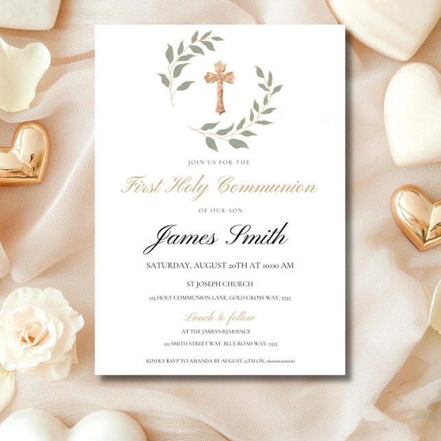 Invitación Neutral Boy Girl First Communion Invitation Editab (Subido por el creador)