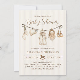 Invitación Neutral Clothes Baby Shower Striped
