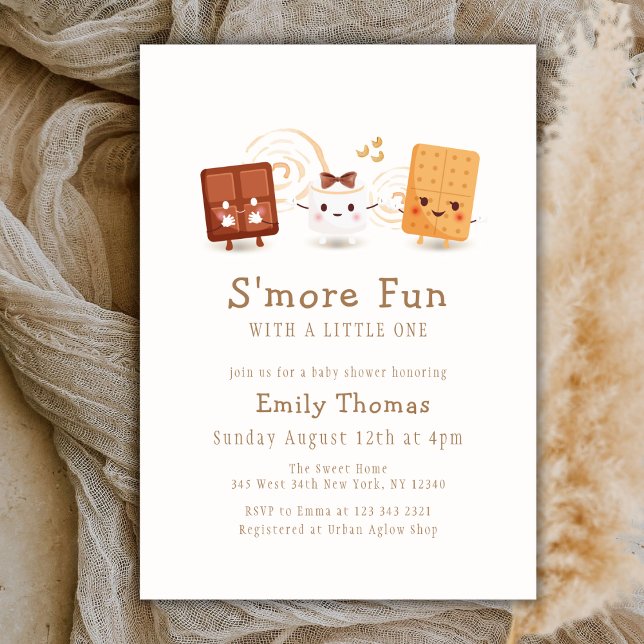 Invitación Neutral Cute Whimsical S'more Fun Baby Shower (Neutral Cute Whimsical S'more Fun Baby Shower Invitation)