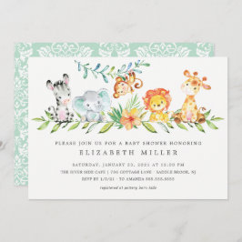 Invitación neutral de Baby Shower a animales de la