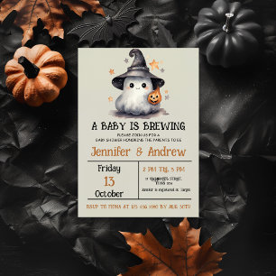 Invitación neutral de Baby Shower a Halloween