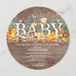 Invitación neutral de Baby Shower a los animales d