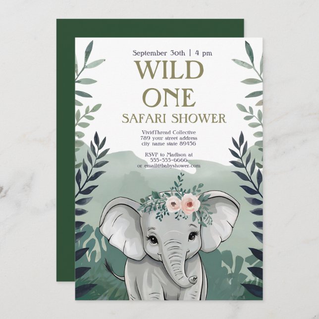 Invitación neutral de Baby Shower al Boho Safari (Anverso / Reverso)