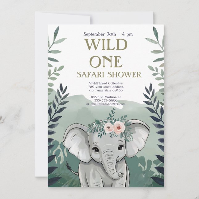 Invitación neutral de Baby Shower al Boho Safari (Anverso)