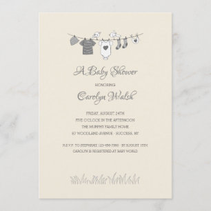 Invitación neutral de Baby Shower de la cuerda