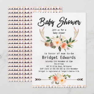 Invitación neutral de Baby Shower de las astas