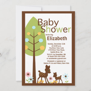 Invitación neutral de Baby Shower de los ciervos