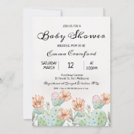 Invitación neutral de Baby Shower del cactus de la