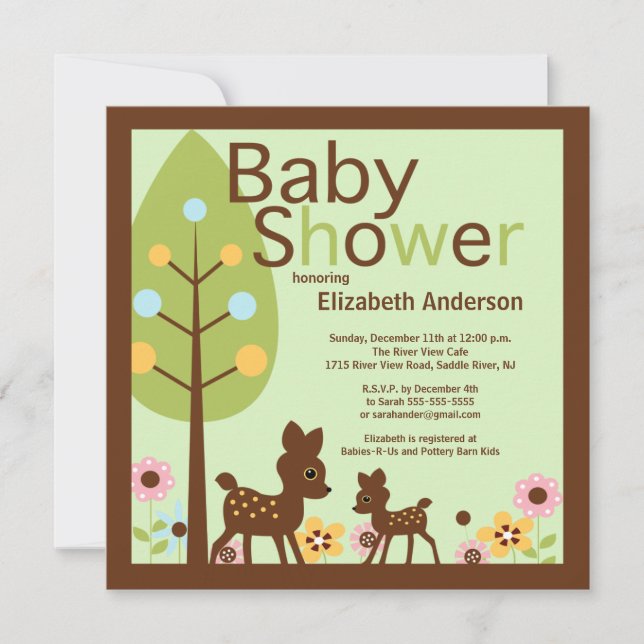 Invitación neutral de Baby Shower del género de (Anverso)