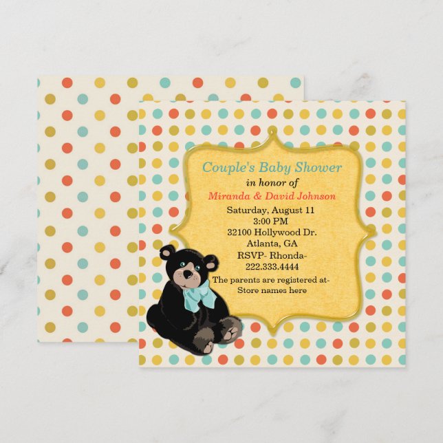 Invitación neutral de Baby Shower del lunar (Anverso / Reverso)
