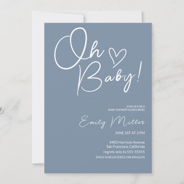 Invitación Neutral de Baby Shower minimalista (Anverso)