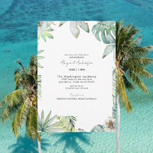 Invitación neutral de Baby Shower tropical