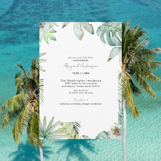 Invitación neutral de Baby Shower tropical (Subido por el creador)