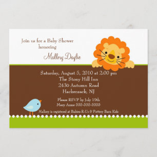 Invitación neutral de Brown Baby Shower del león