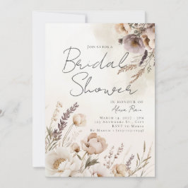 Invitación neutral de flores en acuarela para la d