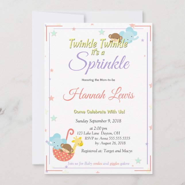 Invitación neutral de género a Baby Shower a la ma (Anverso)