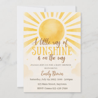 Invitación neutral de género Baby Shower Sunshine