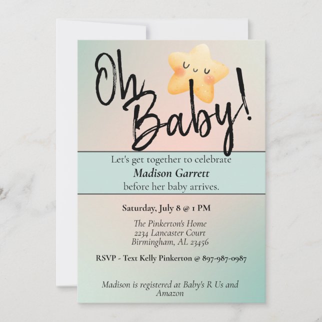 Invitación neutral de género de Baby Shower (Anverso)