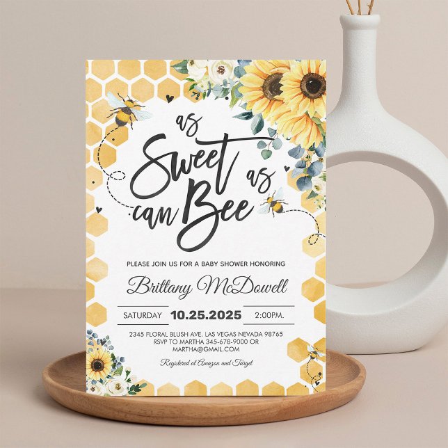 Invitación neutral de género de Bee Baby Shower (Subido por el creador)