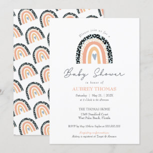 Invitación neutral de género de Boho Rainbow Baby 