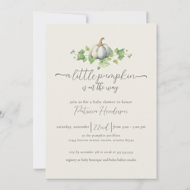 Invitación neutral de género de la calabaza de oto (Anverso)