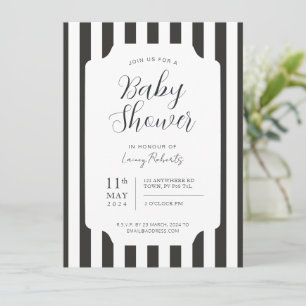 Invitación Neutral de género de la franja ganadora negra y bl