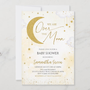 Invitación Neutral de género estamos sobre la luna Baby Showe