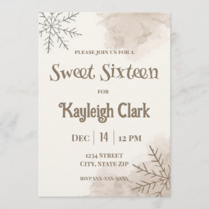 Invitación Neutral de Invierno para Sweet Sixteen 