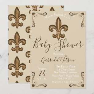 Invitación Neutral de oro francés Baby Shower de la flor de