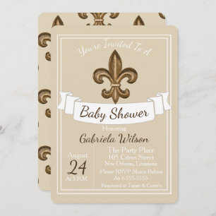 Invitación Neutral de oro francés Baby Shower de la flor de