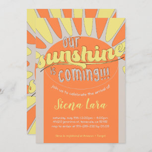 Invitación neutral de Sunshine Baby Shower Happy